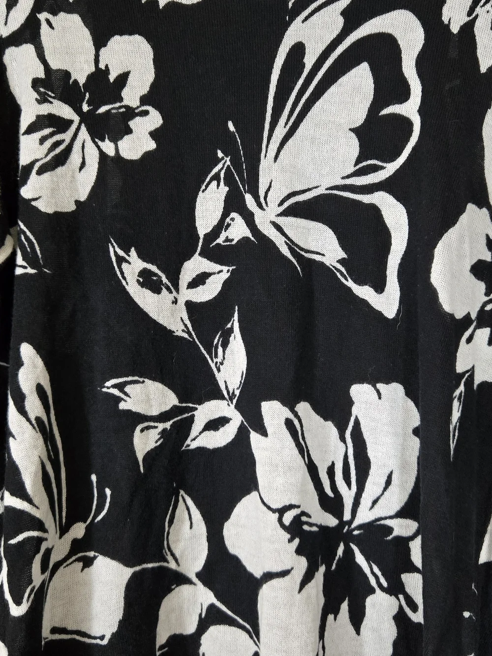 Alfred Dunner Black & White Floral Open Cardigan #413